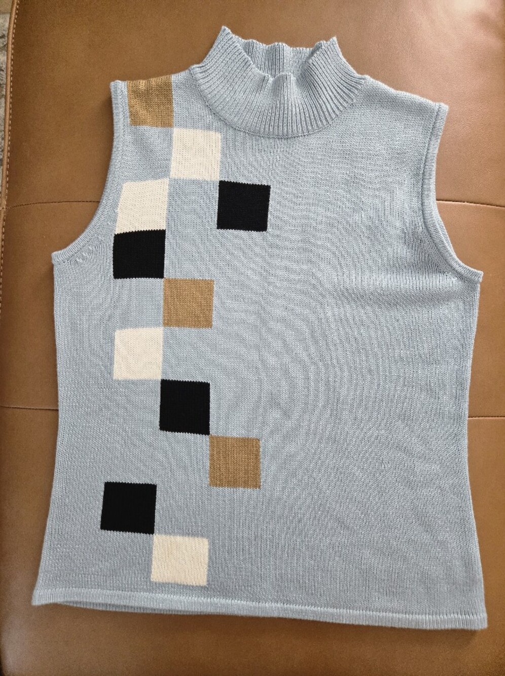 George Vintage Y2K Blue Geometric Sleeveless Mock Neck Sweater Vest M